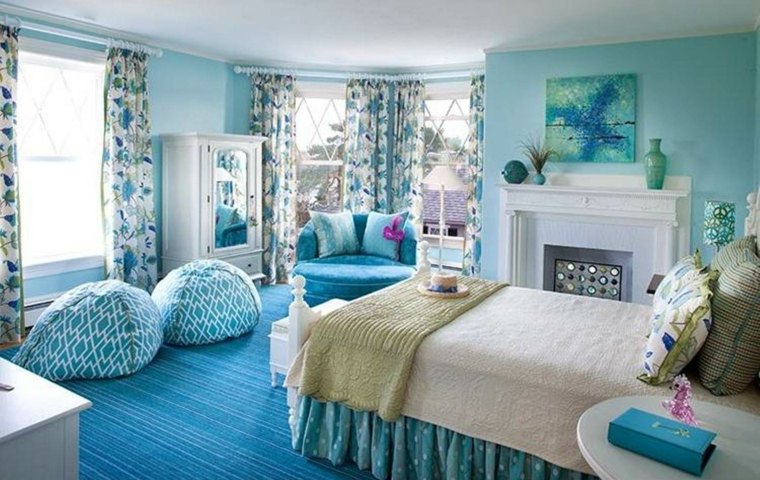 decorazione moderna camera da letto per adulti blu tipo bozzolo