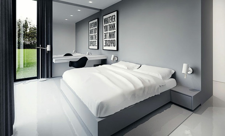 モダングレーユーススタイルの大人の寝室の装飾