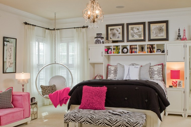 modern felnőtt hálószoba dekoráció gubó fehér barna rózsaszín
