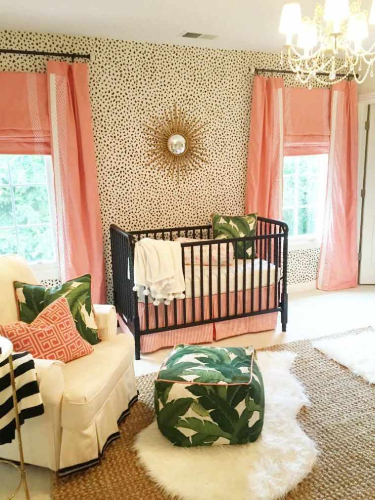 装飾-赤ちゃん-テーマ-熱帯-寝室