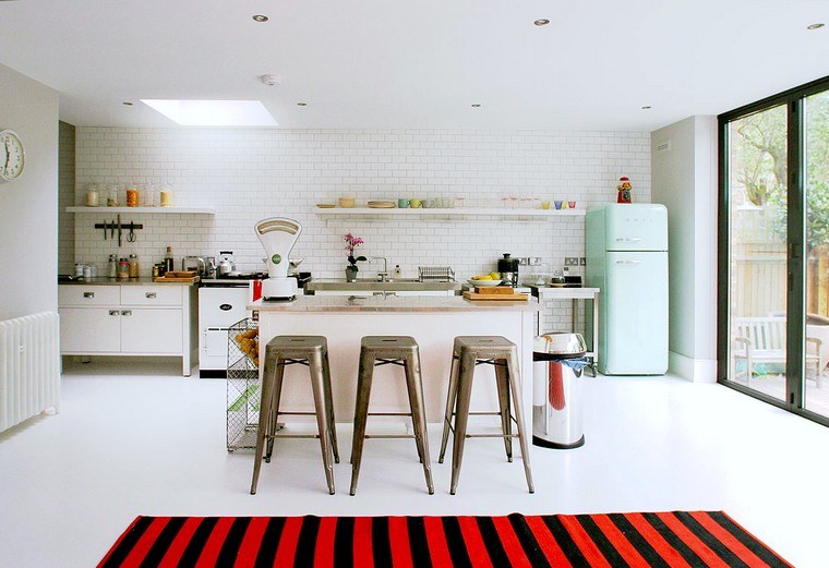 idee per la decorazione della cucina vintage tappeto tavolo da cucina a righe pavimento
