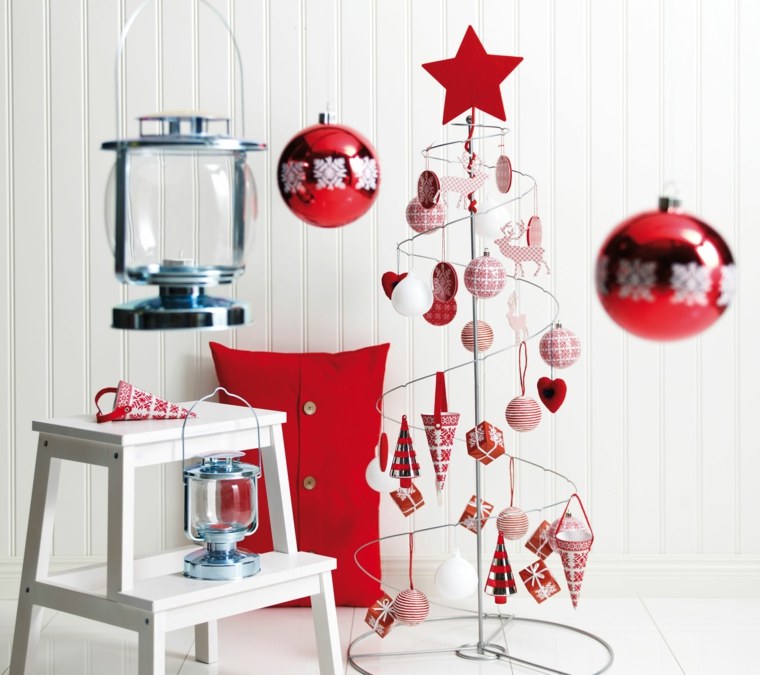 decorazioni moderne per natale in rosso bianco