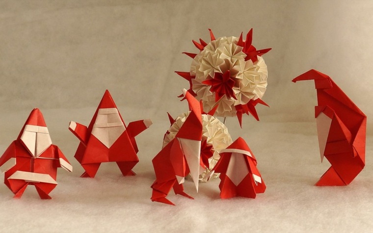 Origami Mikulás és pingvin könnyű origami karácsonyi dekoráció Mikulás csillag