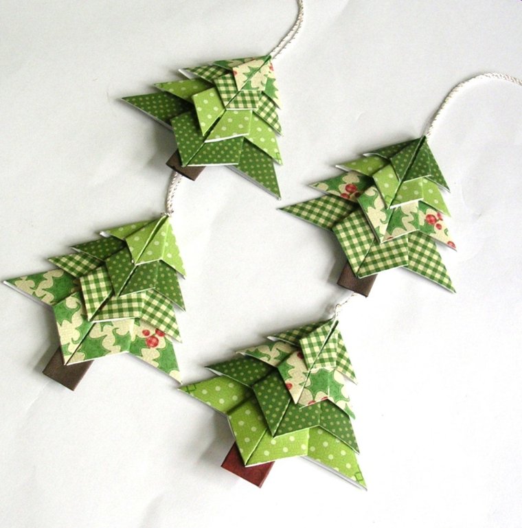 origami fa papír eredeti ötlet lógó dekorációs fa