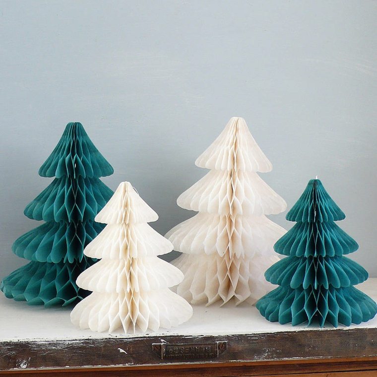 Dekoratív karácsonyfa papír ötlet kék fehér eredeti ötlet