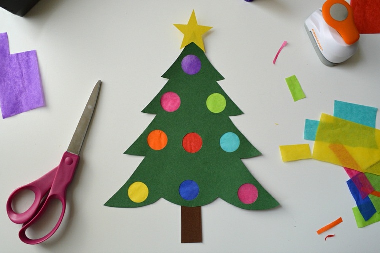 Papír karácsonyfa golyók készítése deco csillag sárga ötlet