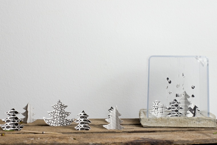 fekete -fehér karácsonyfa papír dekoráció eredeti ötlet