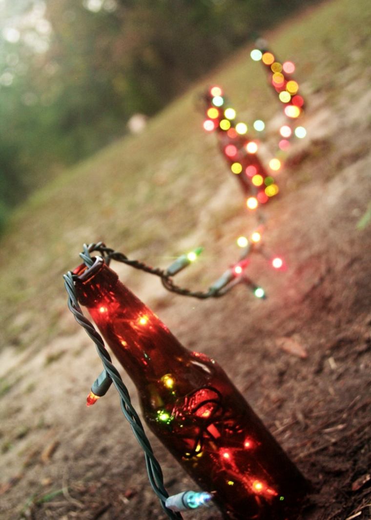 lauko Kalėdų puošmena regeneruotas stiklo butelio šviesos girlianda