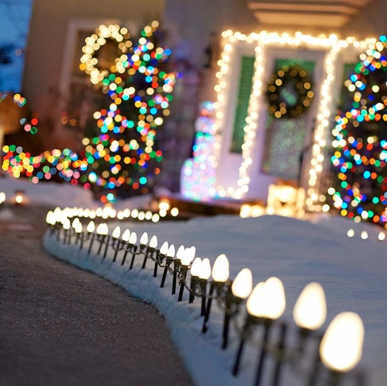 lauko Kalėdų dekoravimas terasos namas šviesi girlianda