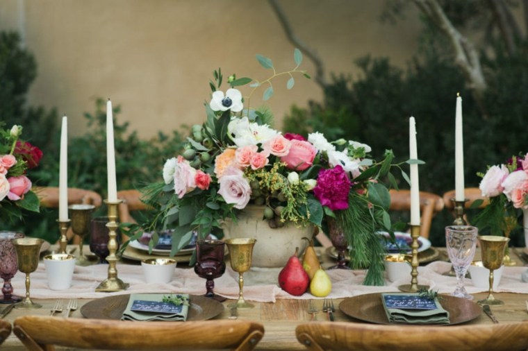 Dekoratív virágok asztal középső gyertyák ötlet diy