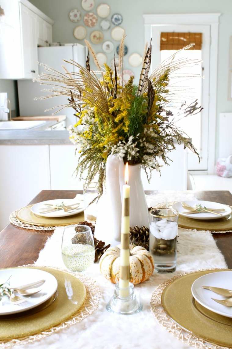 decorazione della tavola bouquet tavolo in legno rustico idea deco originale autunno