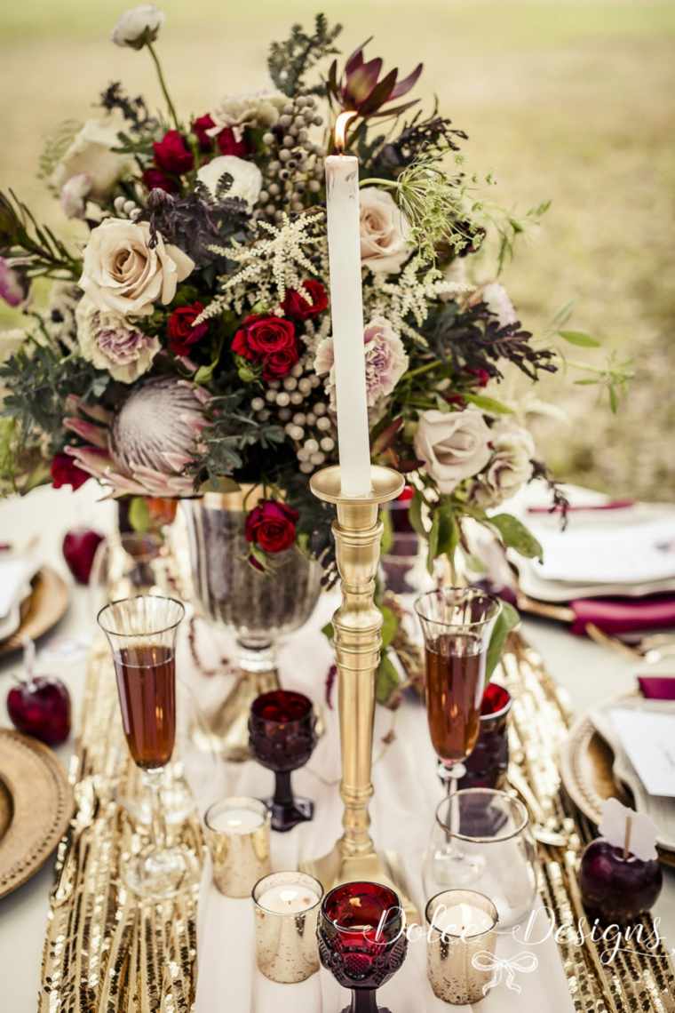 asztal dekoráció csokor virág ötlet gyertyák diy őszi deco