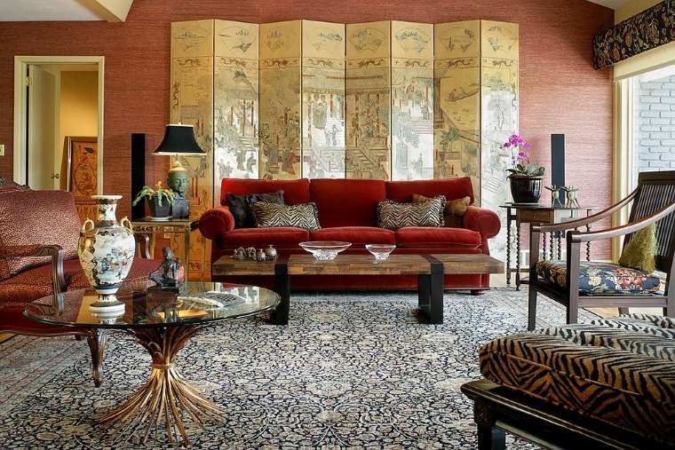 dekor dnevne sobe - luksuzni azijski stil