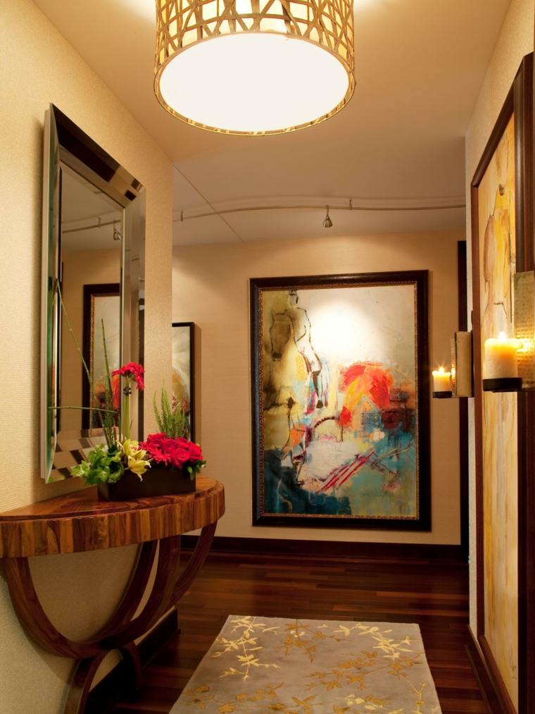nagyon stílusos bejárati dekoráció-óriás-festmények-virágok-tükör-velencei típusú