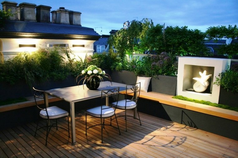 ガーデンスペース照明アイデアリビングルームガーデンチェアテーブル