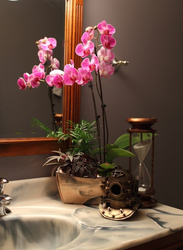 orchidėjų rožių vonios kambarys originalus