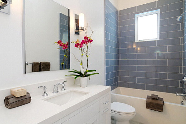 paprastas paprastas vonios kambarys su raudona orchidėja