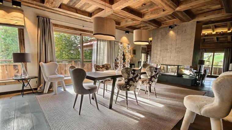 idea di decorazione chalet e layout del soggiorno