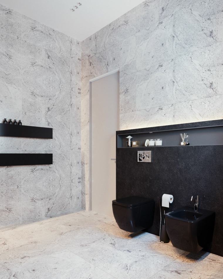 elegáns fekete -fehér fürdőszoba