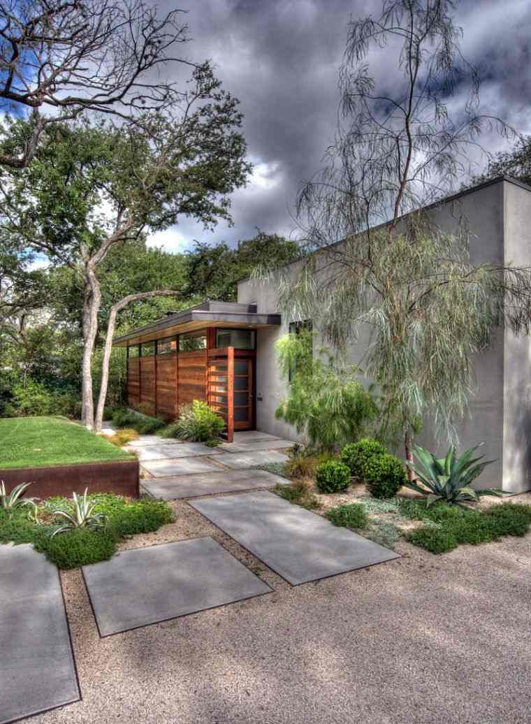sodo dekoravimas akmenukais idėja-įėjimas-namai-augalai