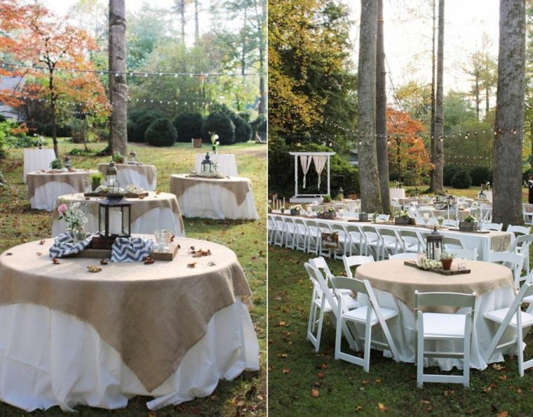 自然のテーブル素朴でシックな結婚式の装飾