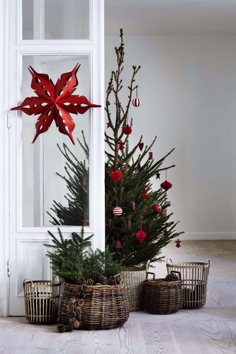クリスマスツリーの装飾赤い星のインテリアアイデア家の装飾