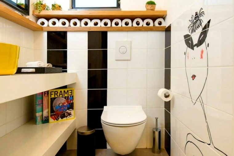 デコトイレの壁のステッカーのアイデア黒と白黄色