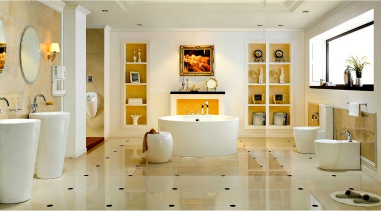 バスルームの壁タイルを飾る白黒の棚洗面台ミラー壁フレーム