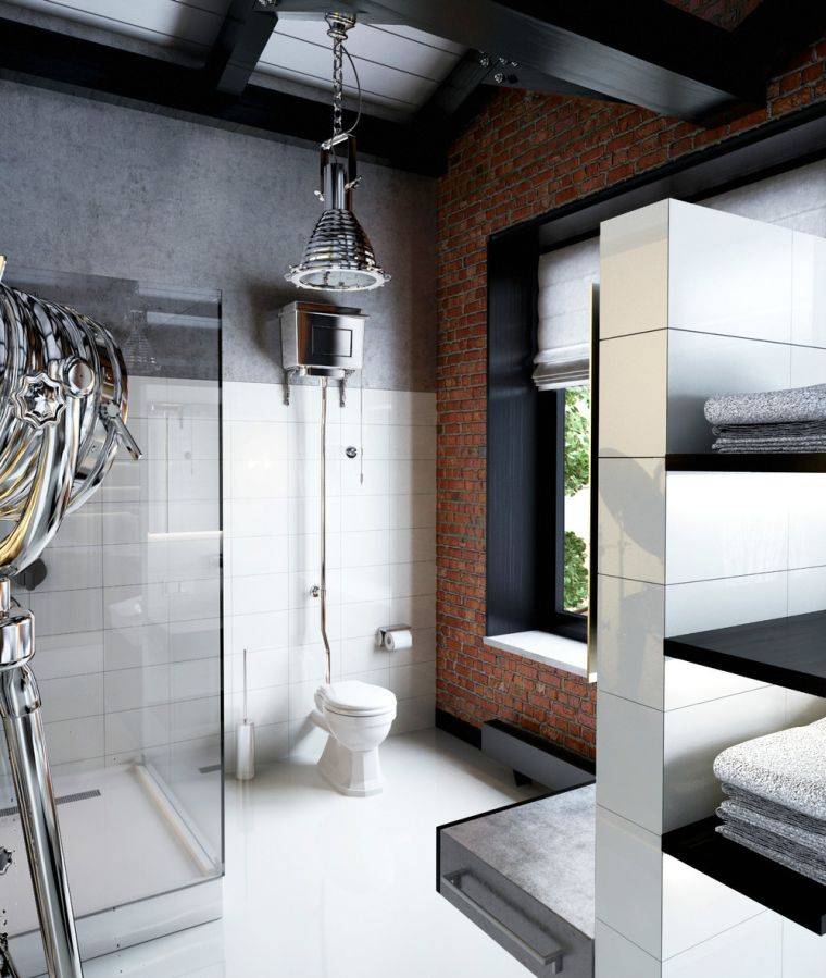 インテリア-工業デザインのバスルームの装飾