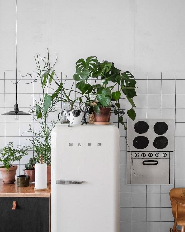 decora la tua cucina vaso da fiori parete interna frigo smeg