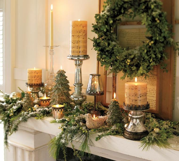 クリスマスの暖炉の装飾のアイデアキャンドルリースガーランド