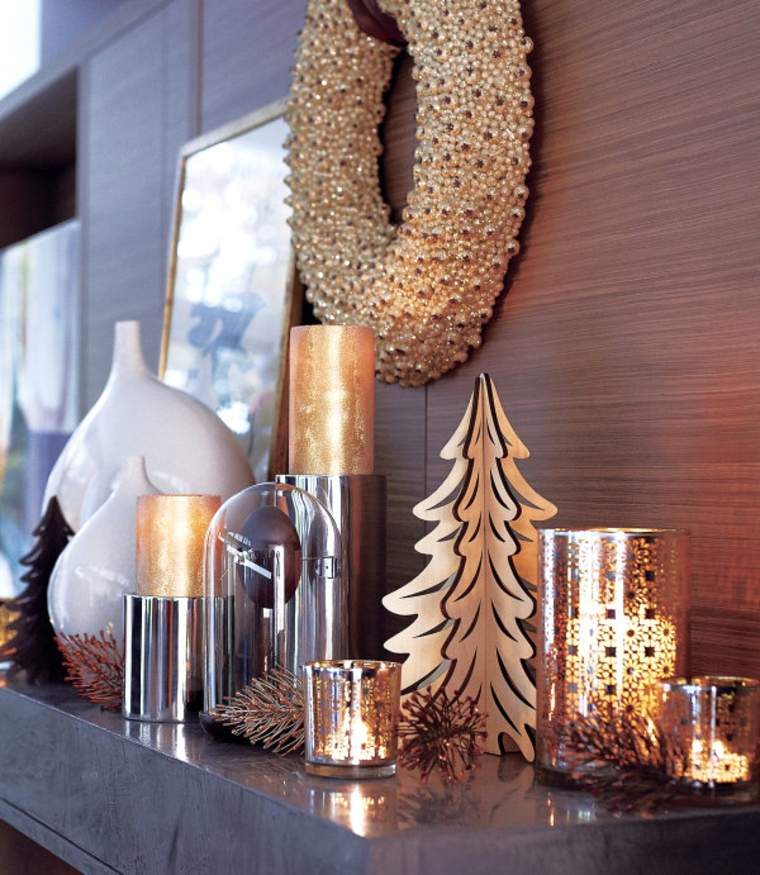 クリスマスの室内装飾のアイデアオリジナルリース木製モミキャンドルのアイデア