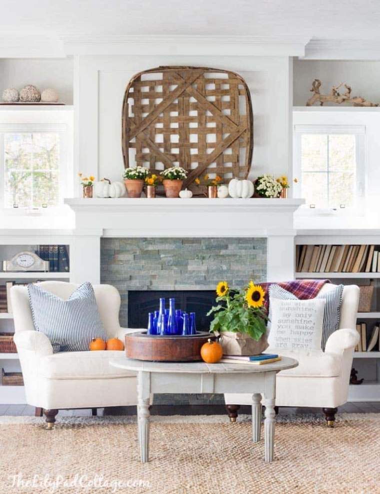 őszi dekoráció a nappaliba semleges színekben