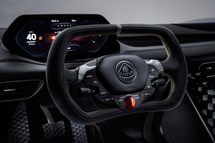 Interior design dell'auto hypercar Lotus