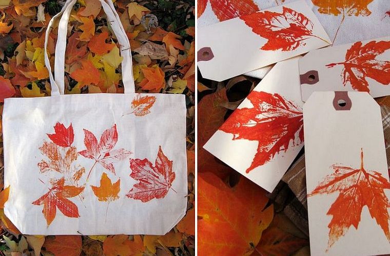 krepšiai, dekoruoti rudens lapais