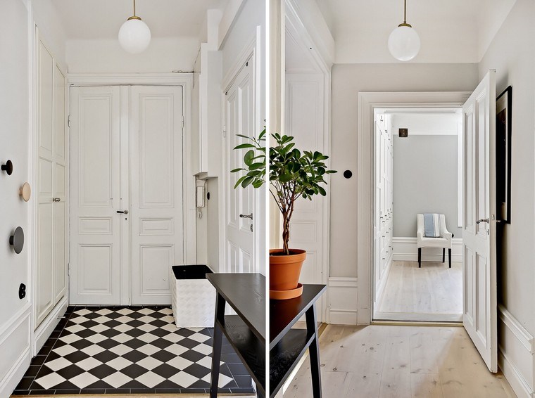 Švediško dizaino interjero dekoravimo augalų puodo pakabukas šviesiai juodos baltos plytelės