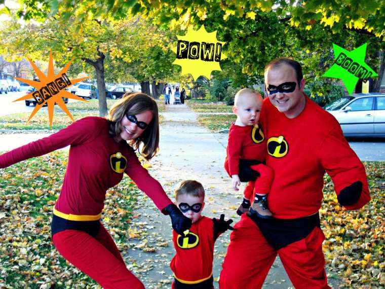 superherojų šeimos idėja originalus šeimos Helovino kostiumas