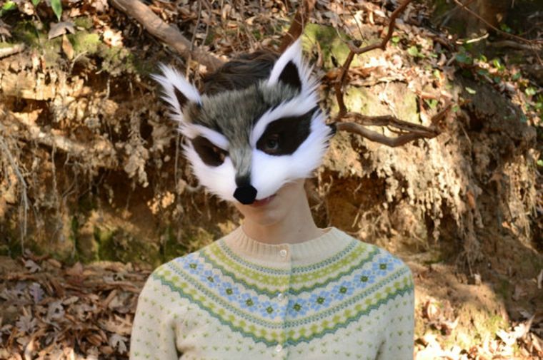 raccoon mask diy idea žena kostim halloween