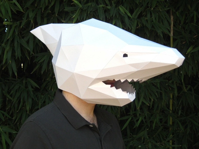 Maschera di cartone fai da te idea squalo originale effetto 3D