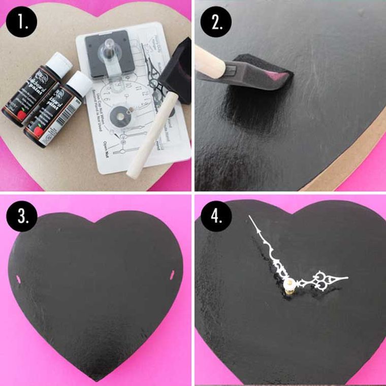 diy zidni dekor papir kartonski sat diy heart ideja