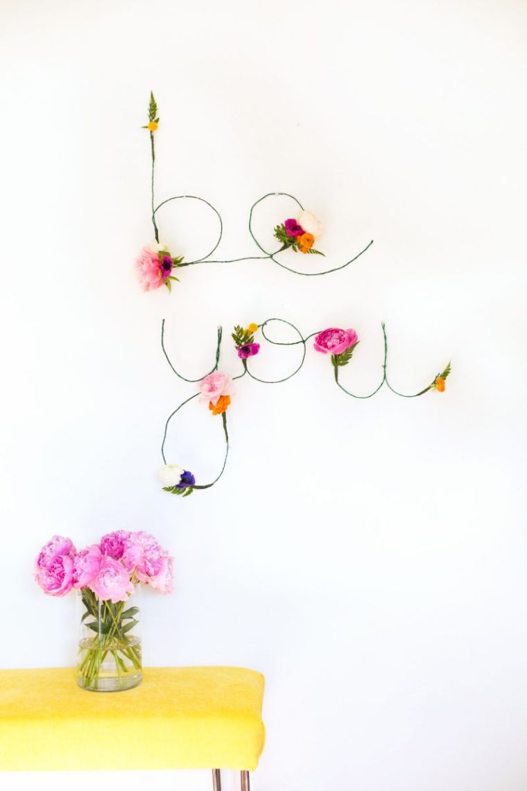 Filato etallico idea per la decorazione della parete della stanza dei fiori fai da te