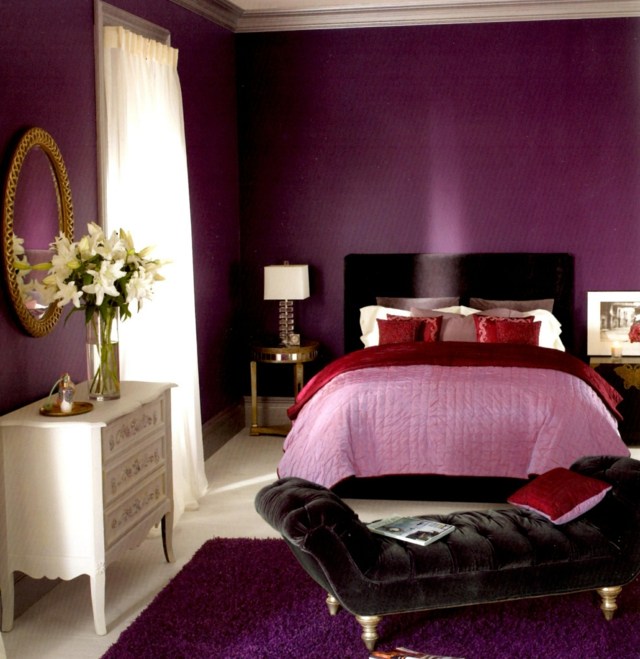 colori viola camera da letto design fai da te