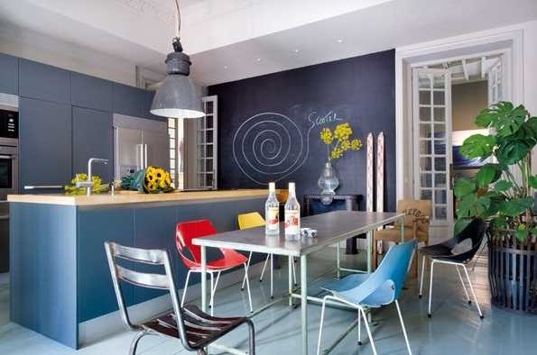 cocina minimalista en azul