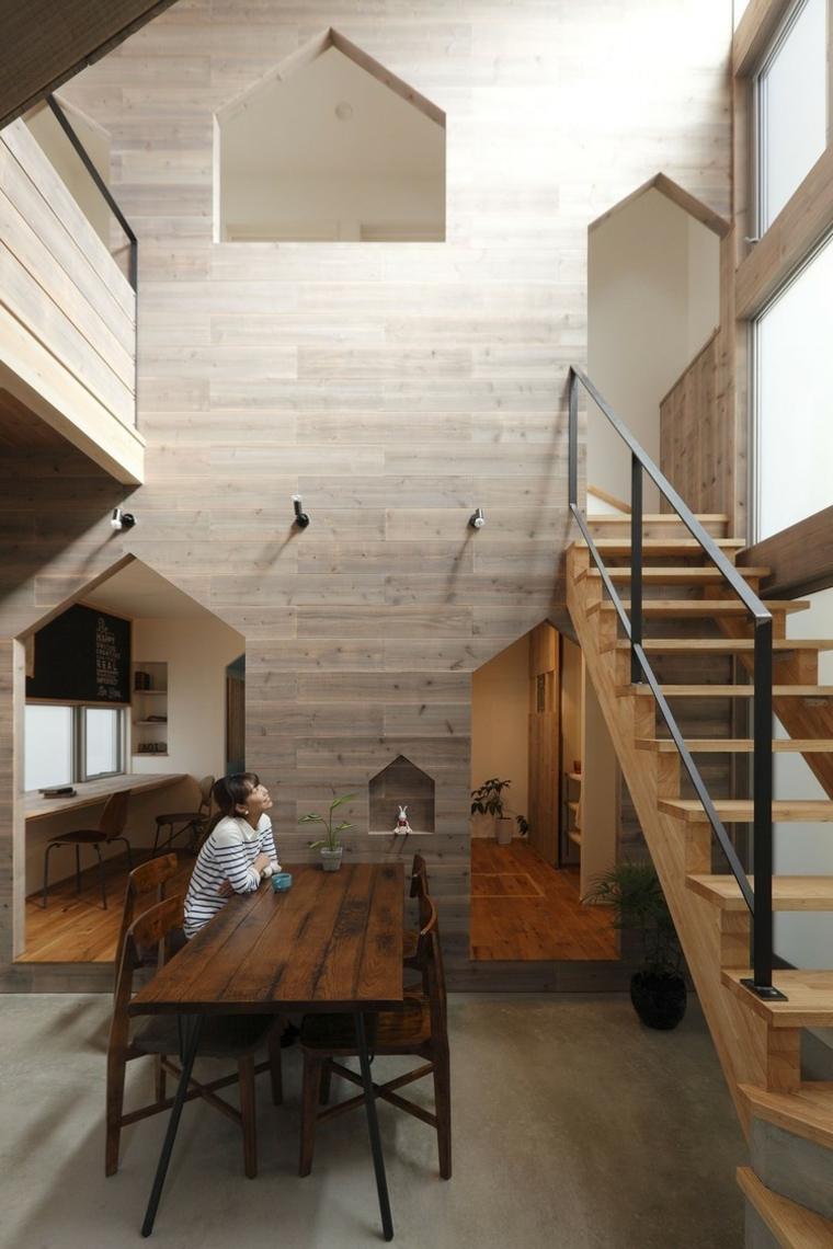 modern belső lépcső fa design