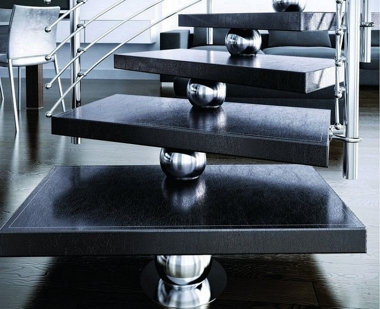 modernus interjero dizainas juodi laiptai modernios tendencijos idėja