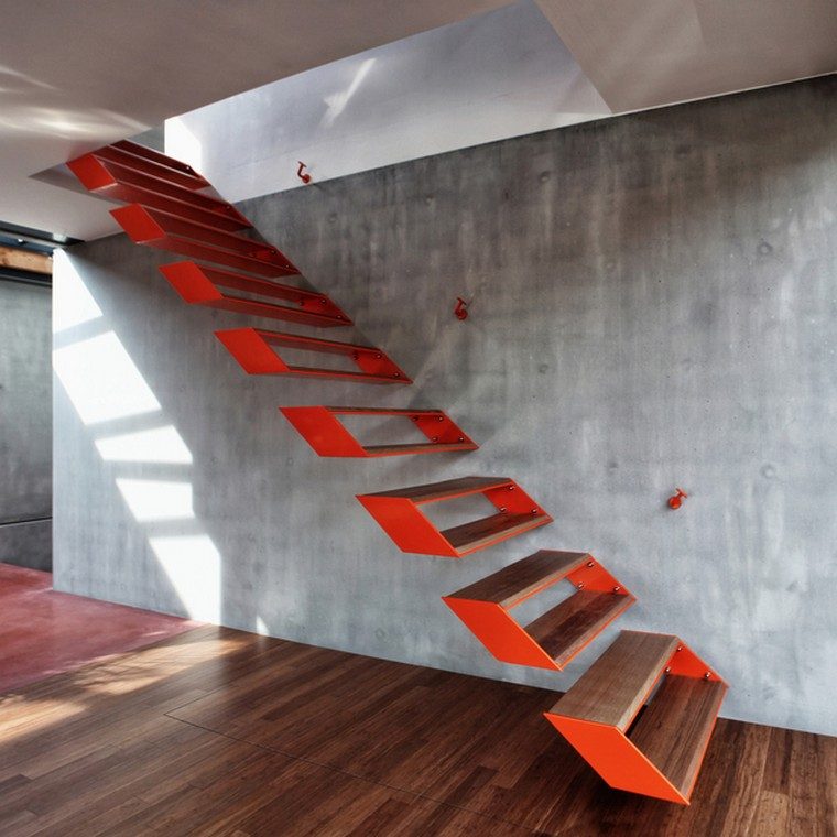 ideja za metalno stubište voštani betonski parket drvo moderne ideje