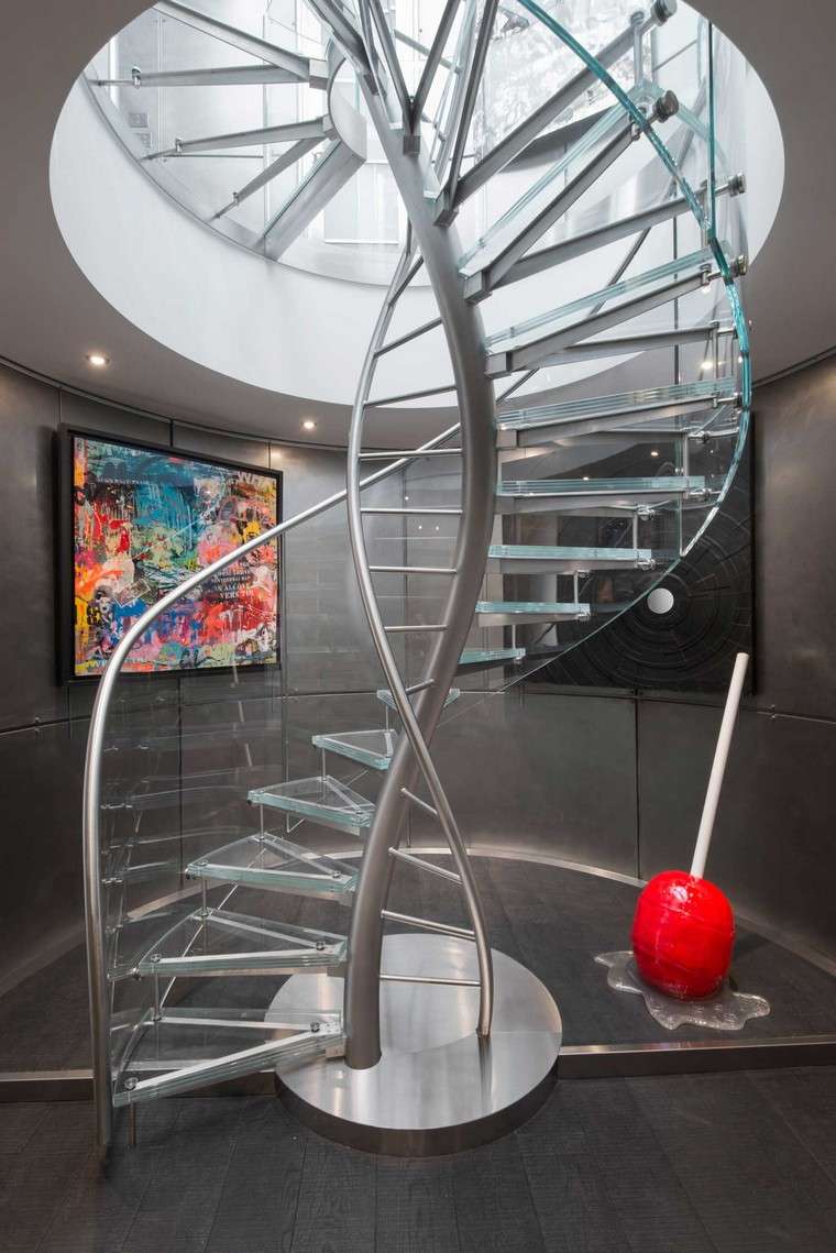 stiklo ir plieno laiptų dizaino spiralinių laiptų dizaino idėja