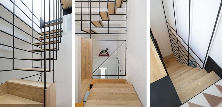 medinių laiptų dizainas šiuolaikinio dizaino metalinio rėmo laiptai