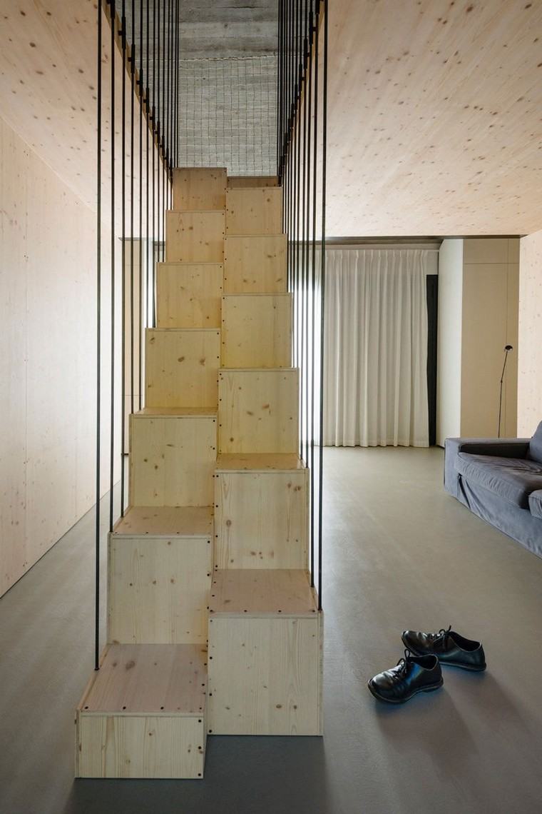 modern belsőépítészeti ötlet fa lépcső parkettás padló
