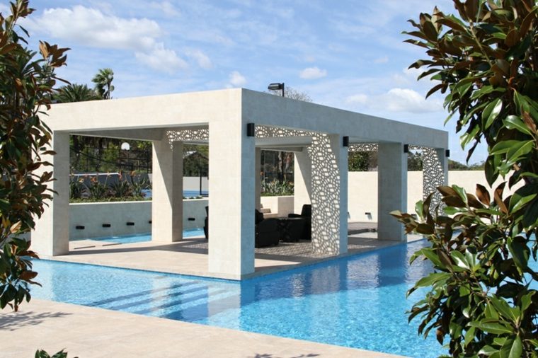 Pavėsinė pastogės terasa sodas modernus baseinų dizainas